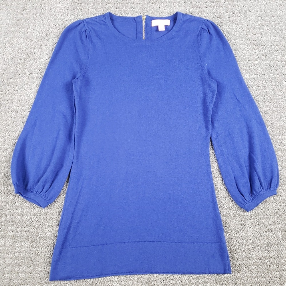 LILLY PULITZER Sweater Womens XS Blue Rebecca Bell Sleeve Cotton Silk
